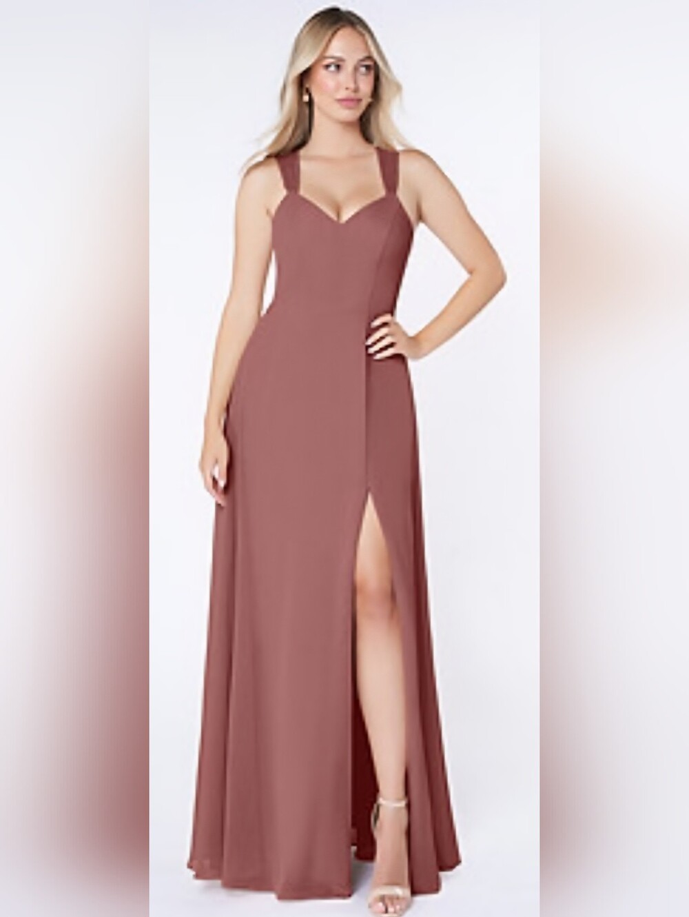 Azazie Desert Rose Bridesmaid Dress Open Back Formal Gown Classic Minimalist